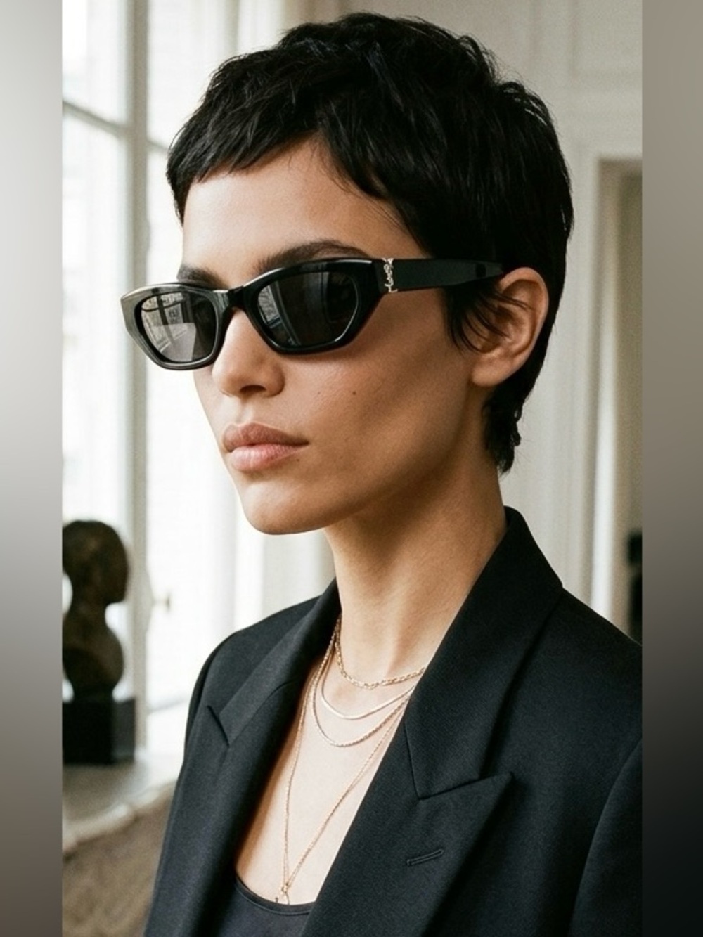 YSL SAINT LAURENT Monogram Hinge 54MM Rectangular Sunglasses